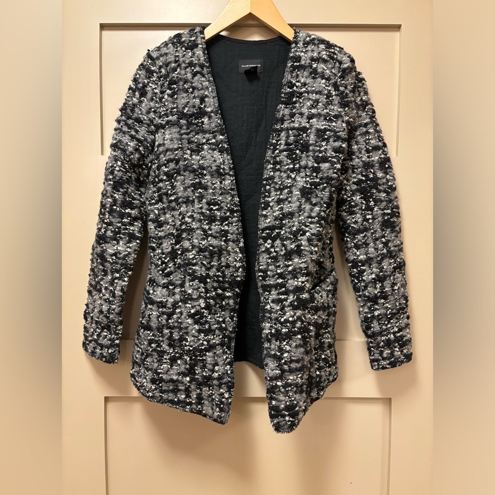CLUB MONACO Wool Blend Bouclé Cardigan Jacket Lined